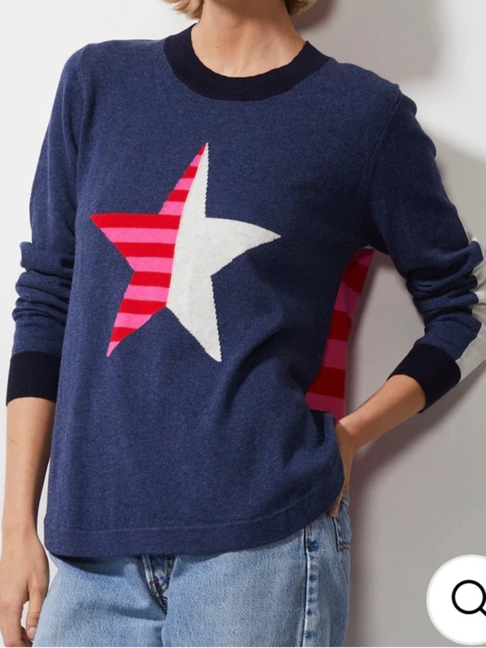 Zaket and Plover stripey stardom sweater in blue, red, pink, and cream!
